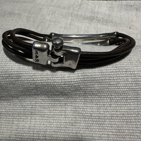 Brown leather and silver bracelet - Picture 3 of 5